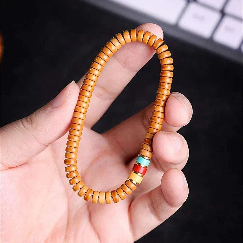 Oathcord Natural Olive Pit & Zircon Bead Bracelet