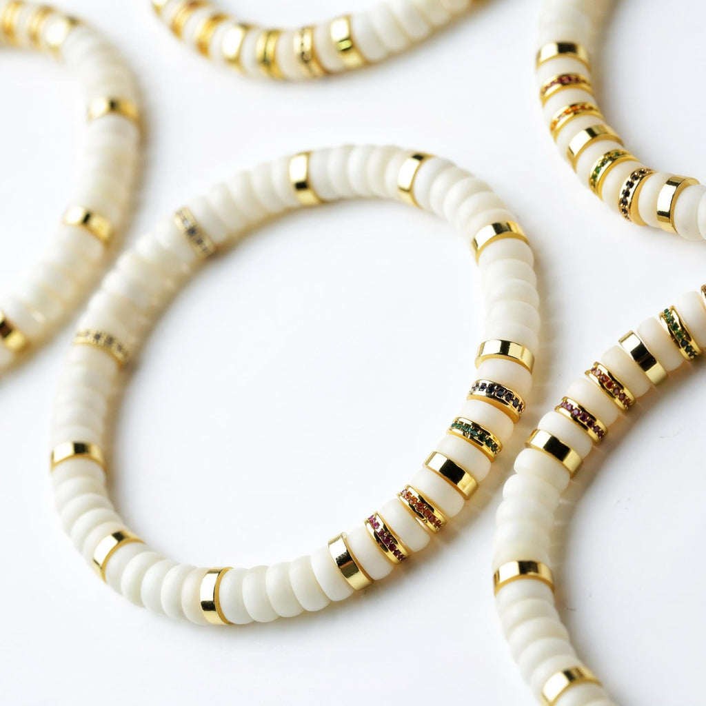 Oathcord White Bodhi Seed Bead Bracelet