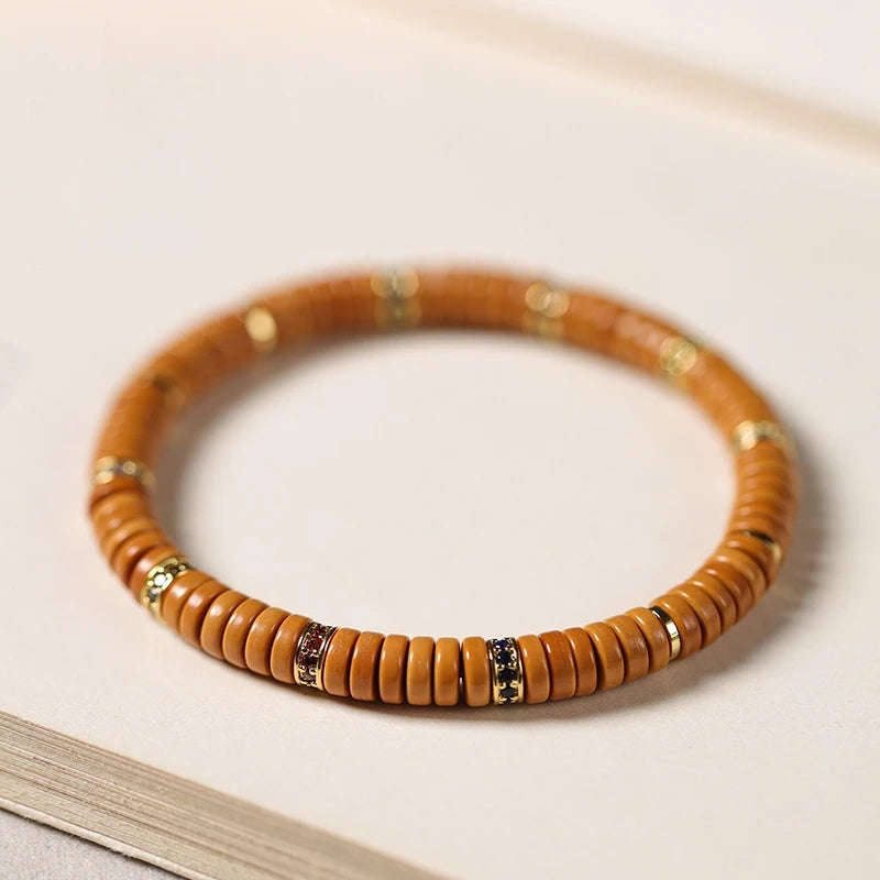Oathcord Natural Olive Pit & Zircon Bead Bracelet