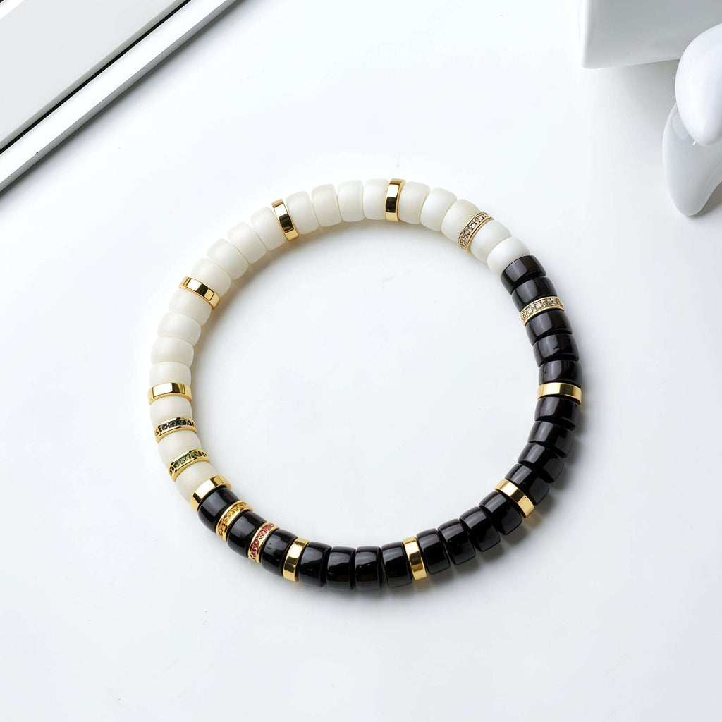 Oathcord Black & White Bodhi Seed Bracelet