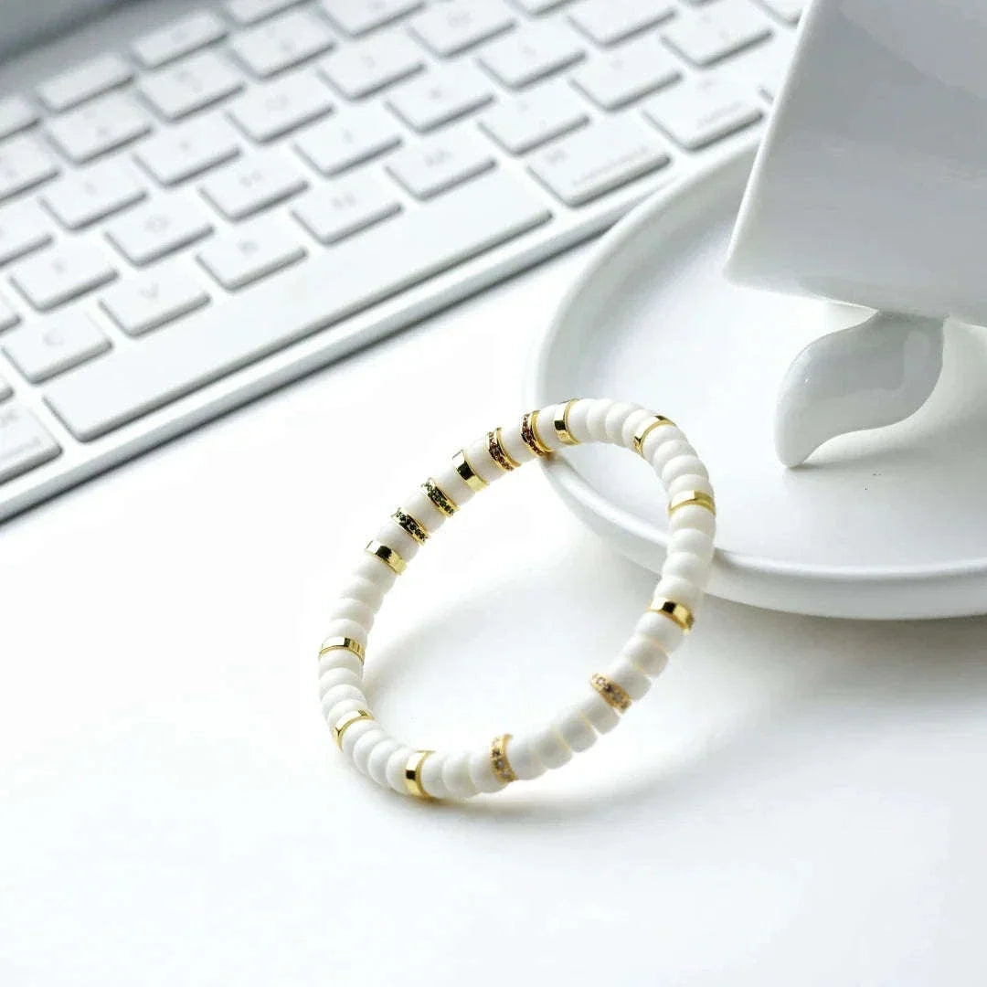 Oathcord White Bodhi Seed Bead Bracelet