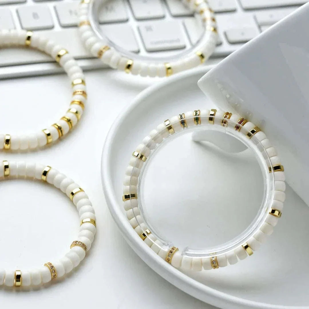 Oathcord White Bodhi Seed Bead Bracelet