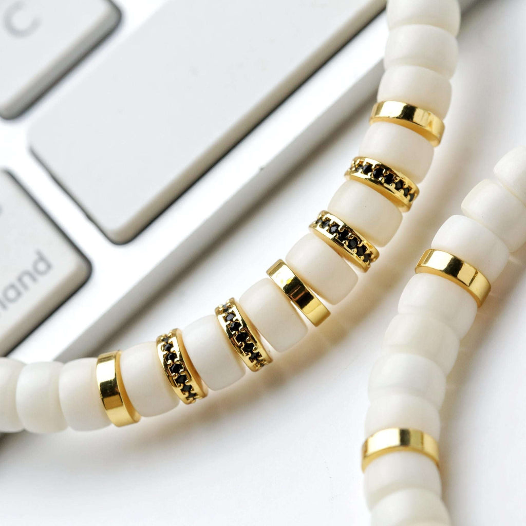 Oathcord Black & White Bodhi Seed Bracelet