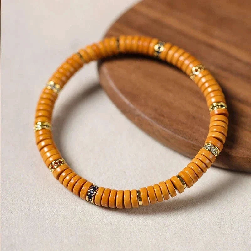 Oathcord Natural Olive Pit & Zircon Bead Bracelet