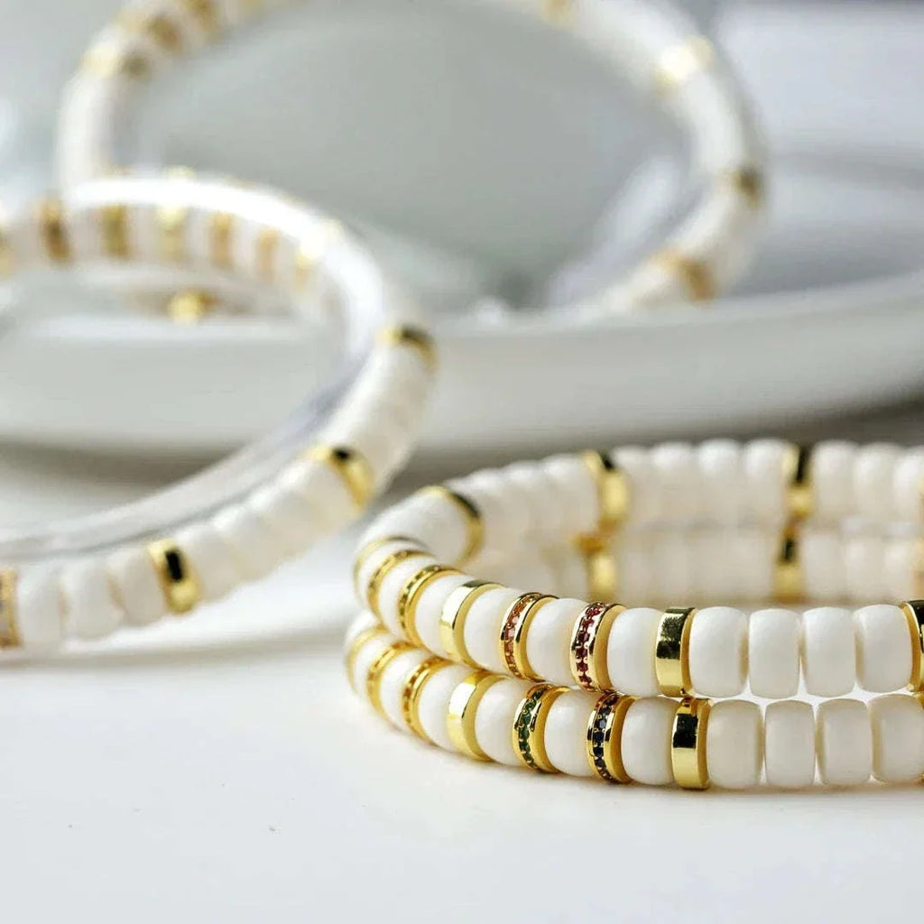 Oathcord White Bodhi Seed Bead Bracelet