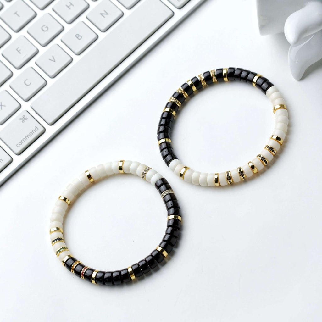 Oathcord Black & White Bodhi Seed Bracelet