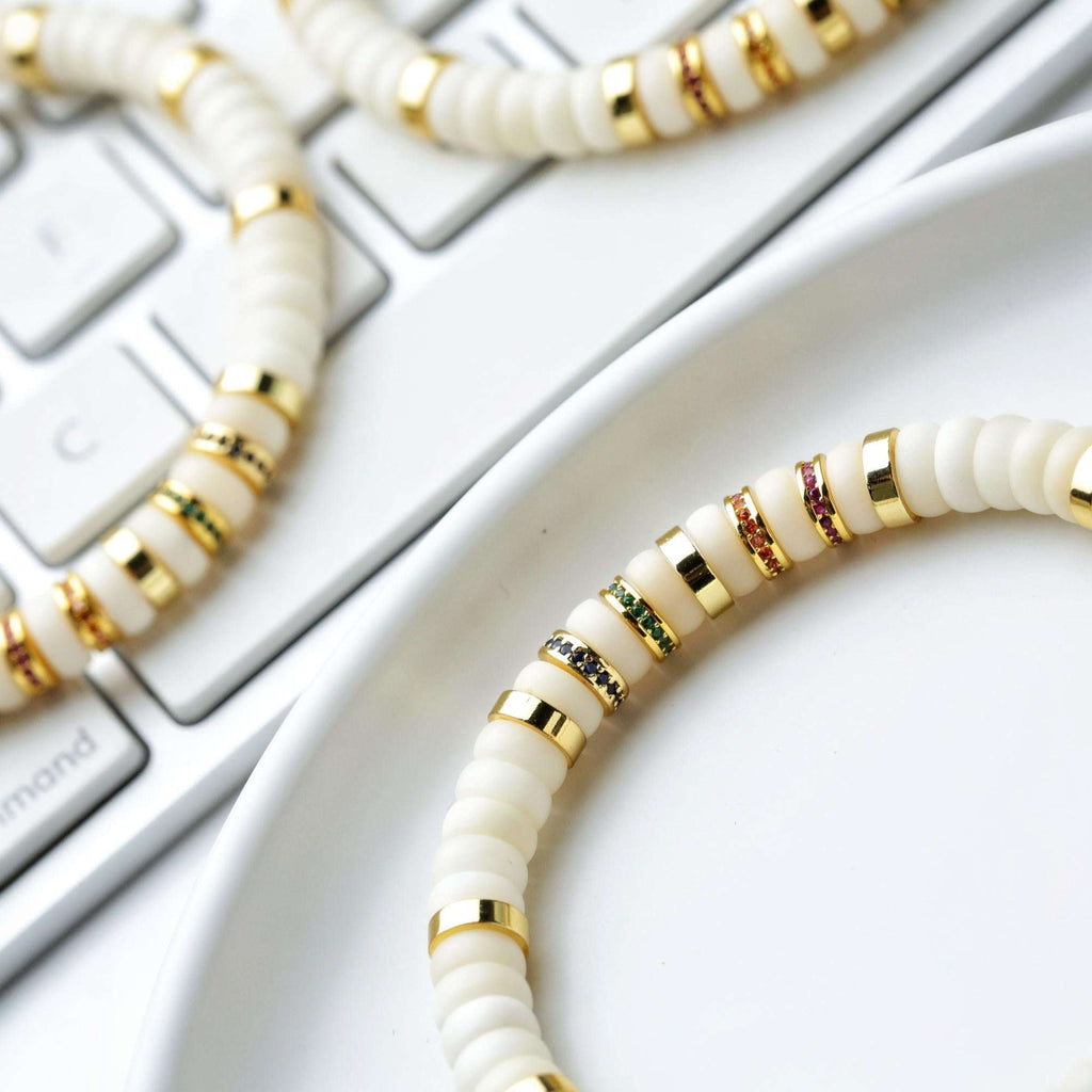 Oathcord White Bodhi Seed Bead Bracelet