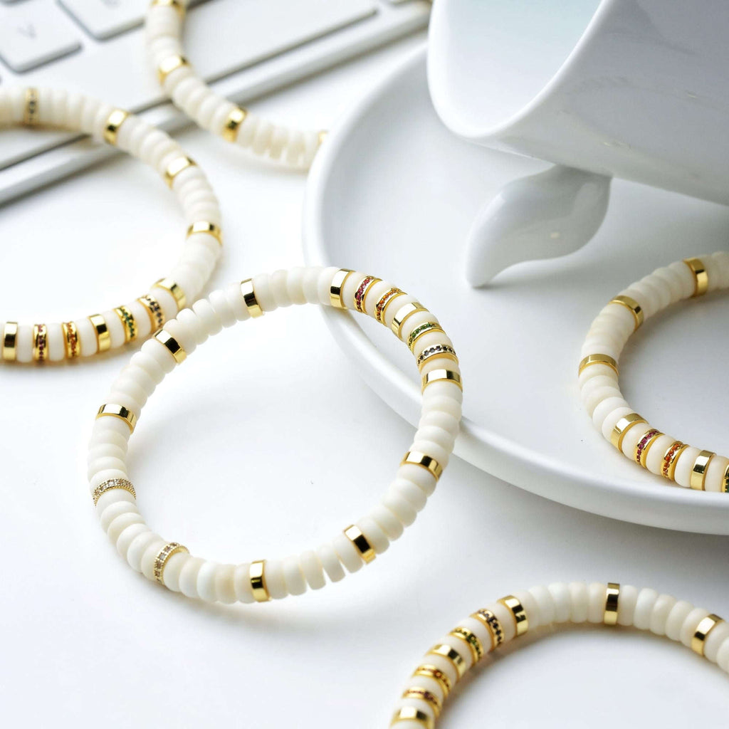 Oathcord White Bodhi Seed Bead Bracelet