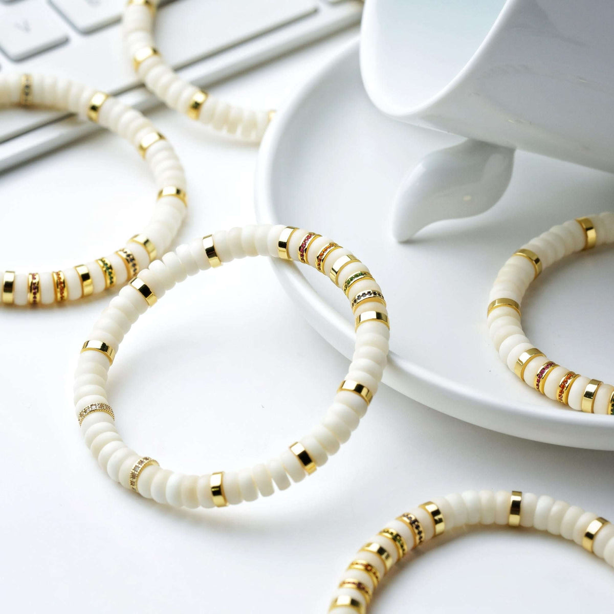 Oathcord White Bodhi Seed Bead Bracelet