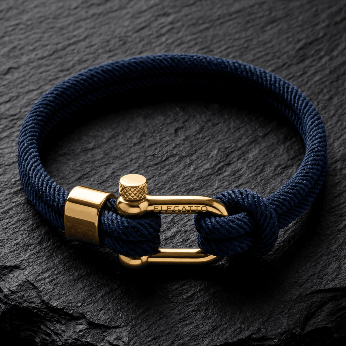 Oathcord Navy Nautical Cord Bracelet – Gold Clasp