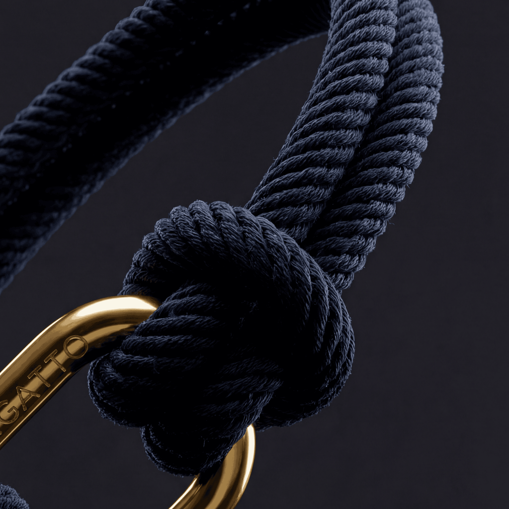 Oathcord Navy Nautical Cord Bracelet – Gold Clasp