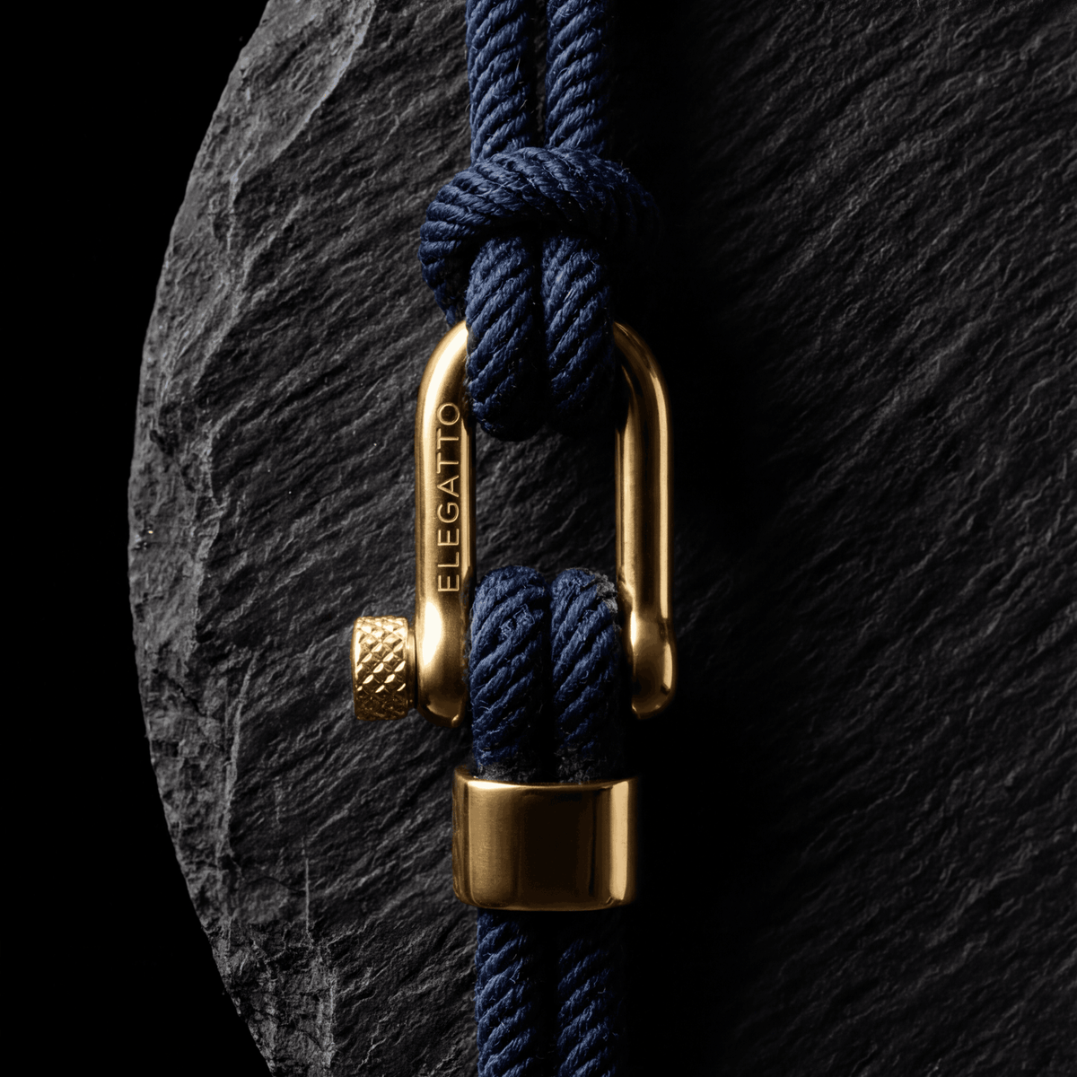 Oathcord Navy Nautical Cord Bracelet – Gold Clasp