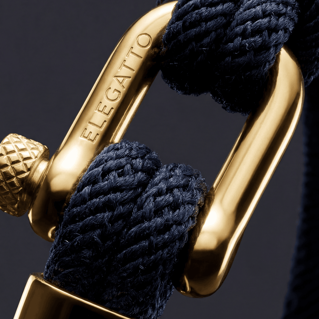 Oathcord Navy Nautical Cord Bracelet – Gold Clasp