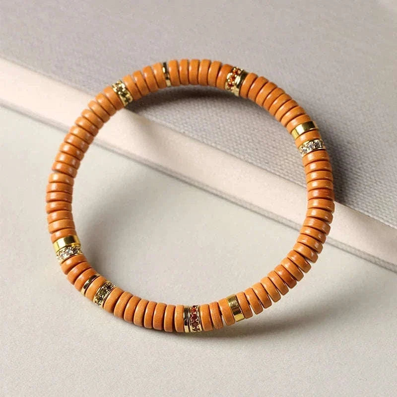 Oathcord Natural Olive Pit & Zircon Bead Bracelet