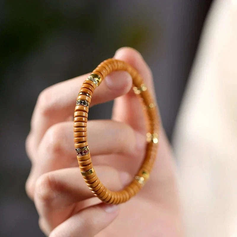 Oathcord Natural Olive Pit & Zircon Bead Bracelet