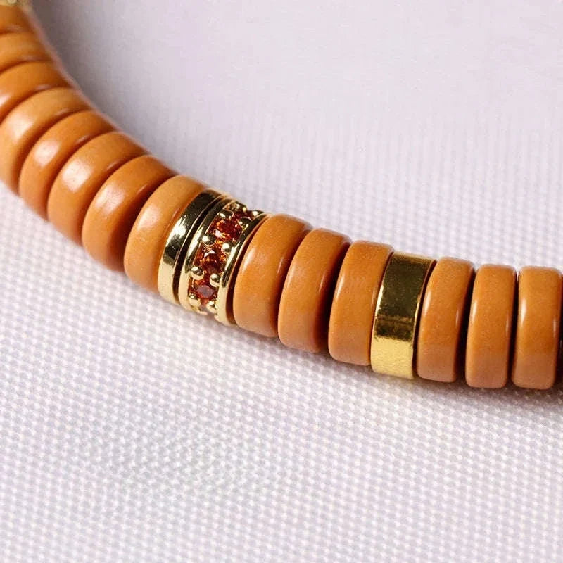Oathcord Natural Olive Pit & Zircon Bead Bracelet