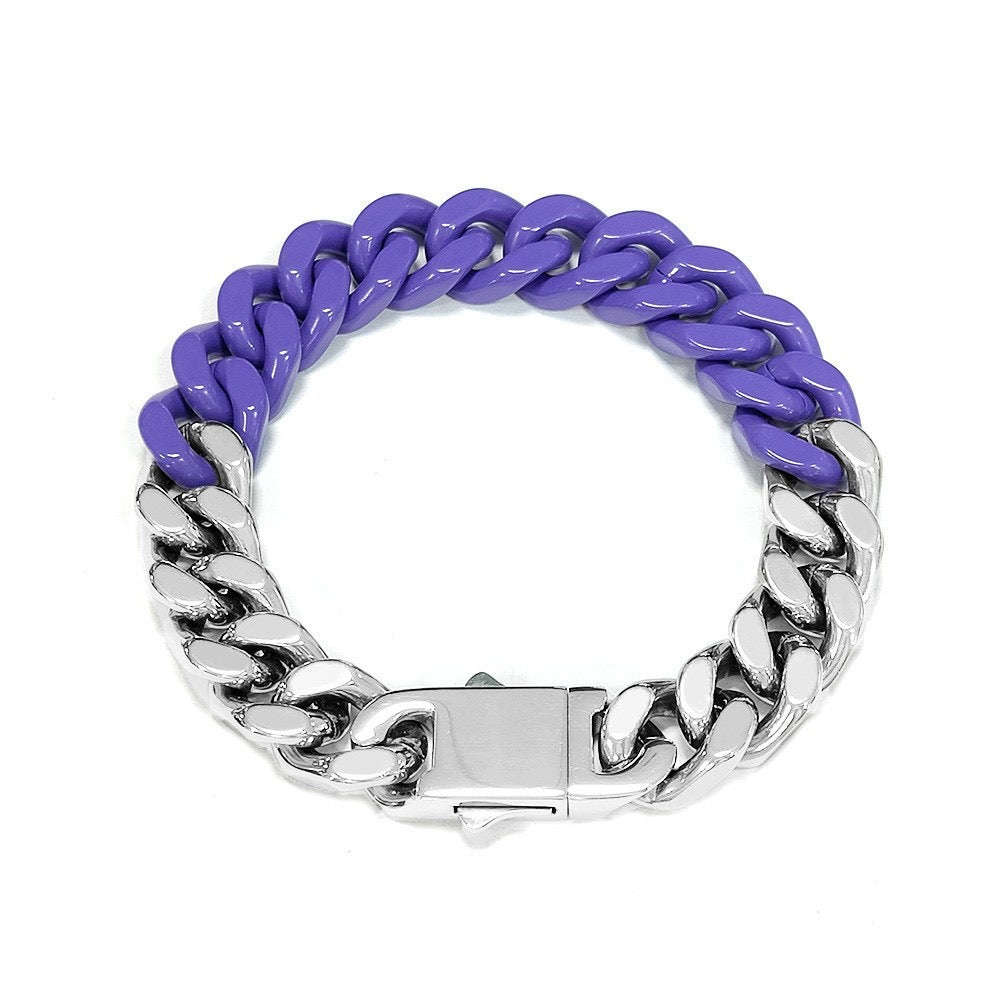 Oathcord Colorful Titanium Cuban Link Bracelet - Pink