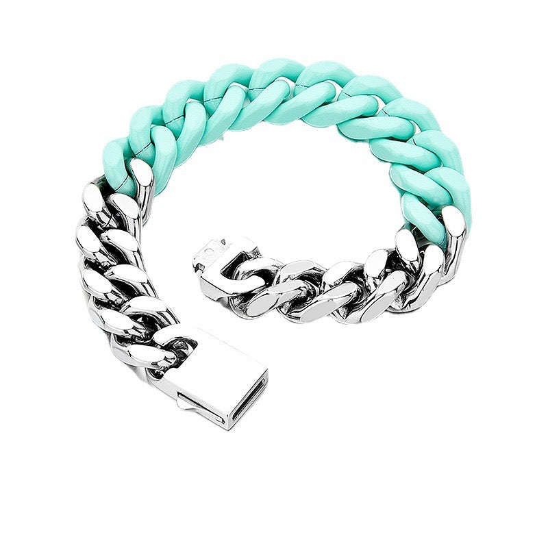 Oathcord Colorful Titanium Cuban Link Bracelet - Green