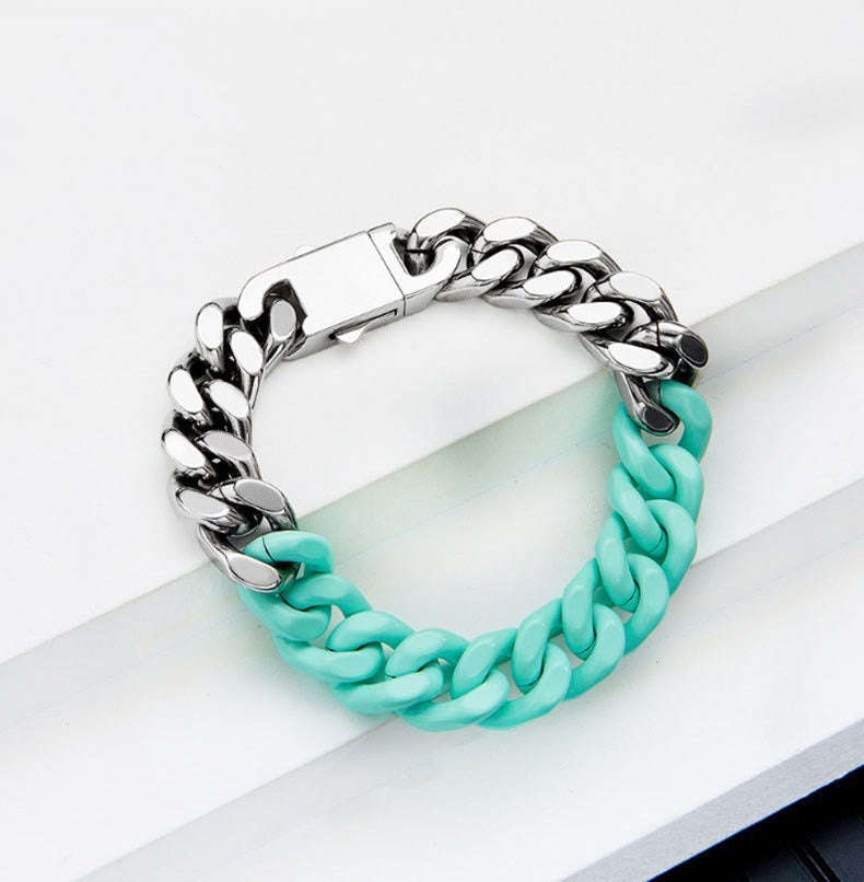 Oathcord Colorful Titanium Cuban Link Bracelet - White