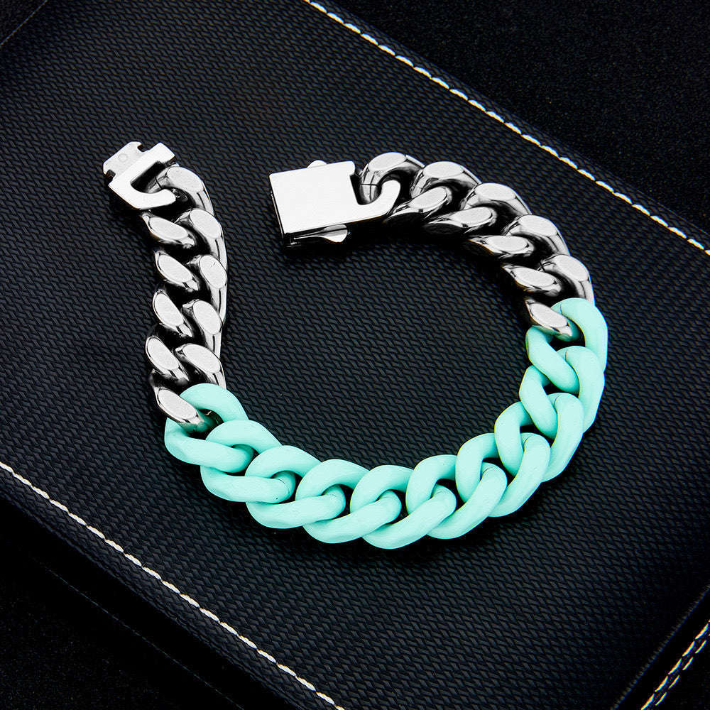 Oathcord Colorful Titanium Cuban Link Bracelet - White