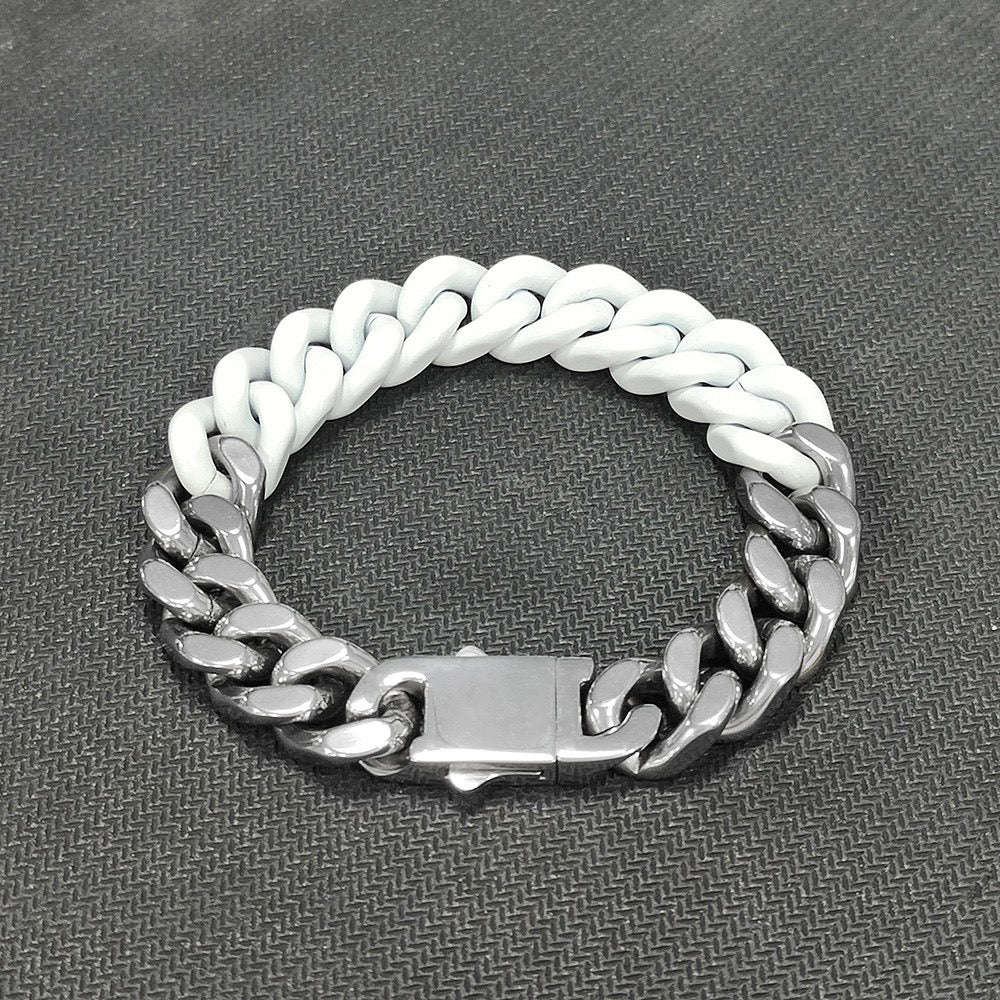 Oathcord Colorful Titanium Cuban Link Bracelet - Orange