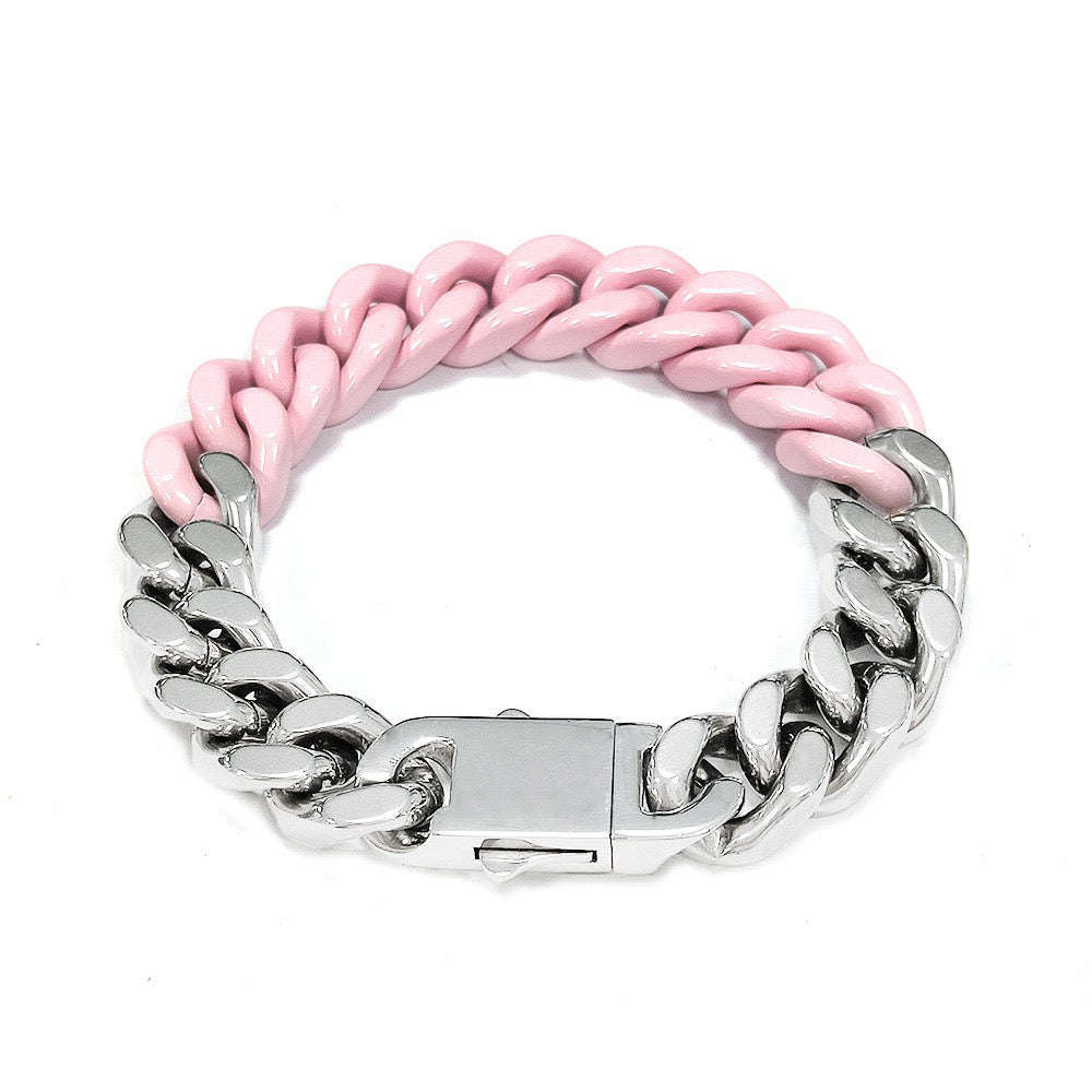 Oathcord Colorful Titanium Cuban Link Bracelet - Orange