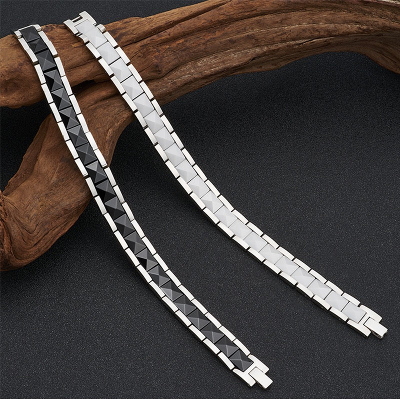 Oathcord Magnetic Germanium Ceramic Link Bracelet - White
