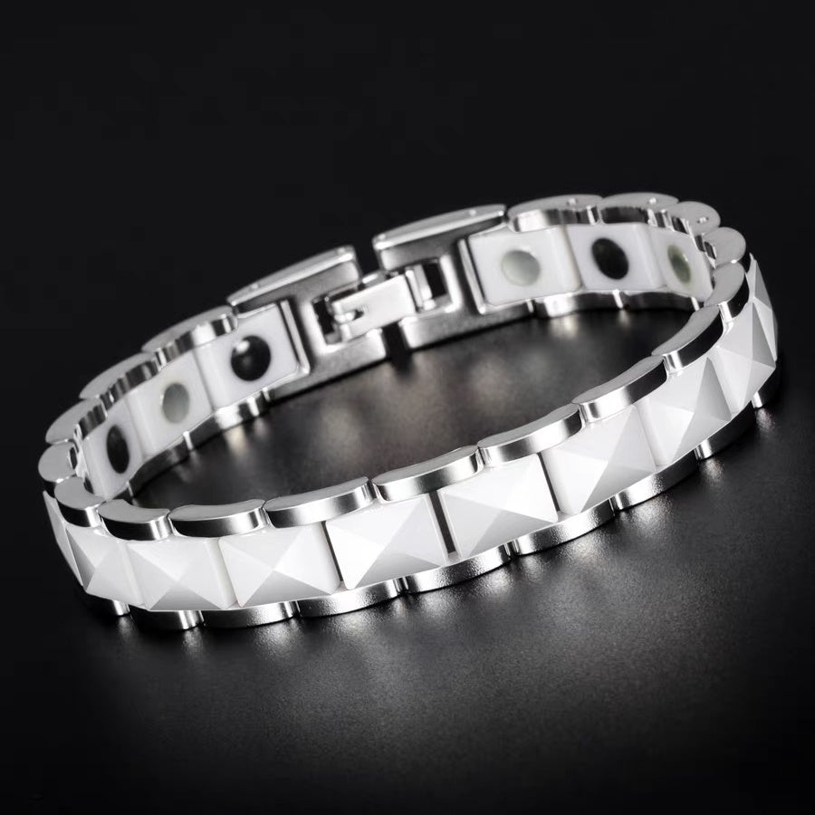 Oathcord Magnetic Germanium Ceramic Link Bracelet - White
