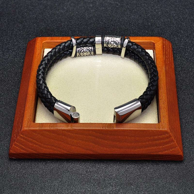 Oathcord Viking Double-Braided Leather Bracelet - Red