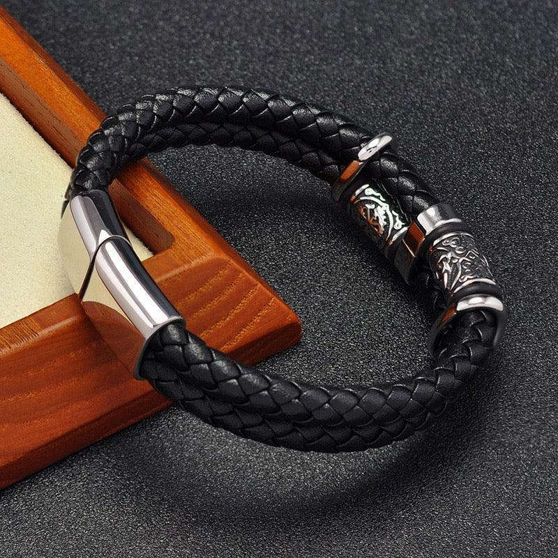 Oathcord Viking Double-Braided Leather Bracelet - Red
