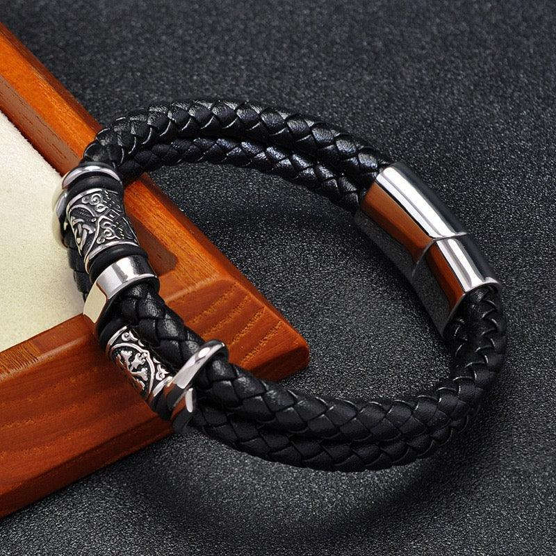 Oathcord Viking Double-Braided Leather Bracelet - Red
