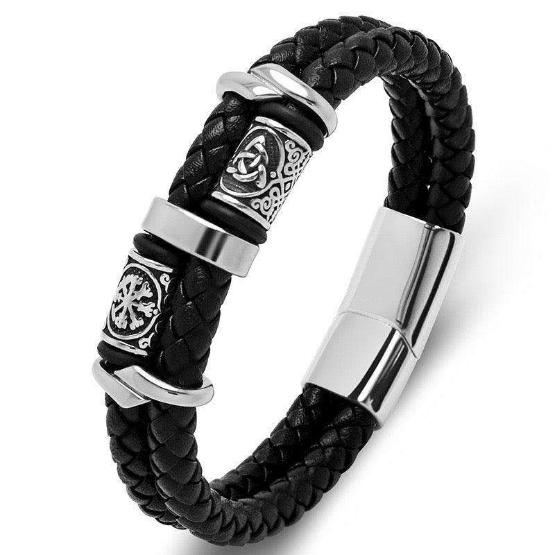 Oathcord Viking Double-Braided Leather Bracelet - Blue