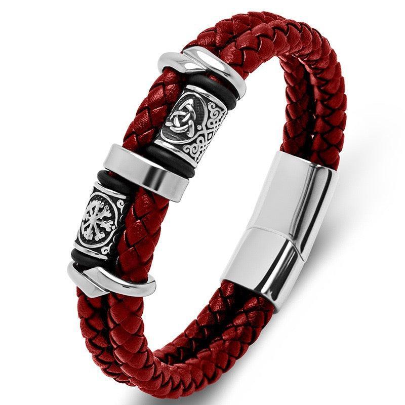 Oathcord Viking Double-Braided Leather Bracelet - Brown