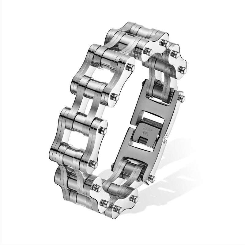 Oathcord Heavy Biker Chain Bracelet - Silver+Black