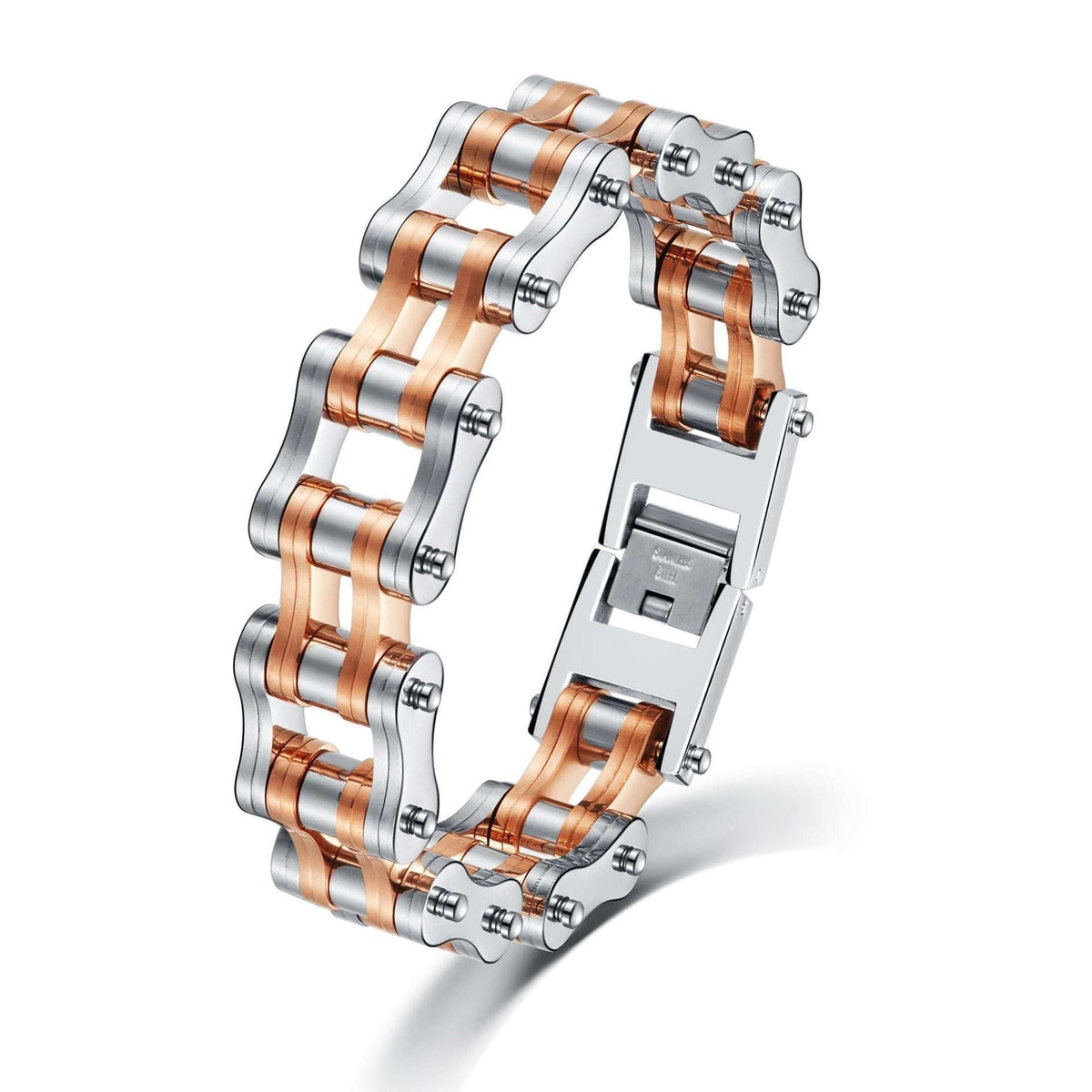 Oathcord Heavy Biker Chain Bracelet - Silver+Rose Gold