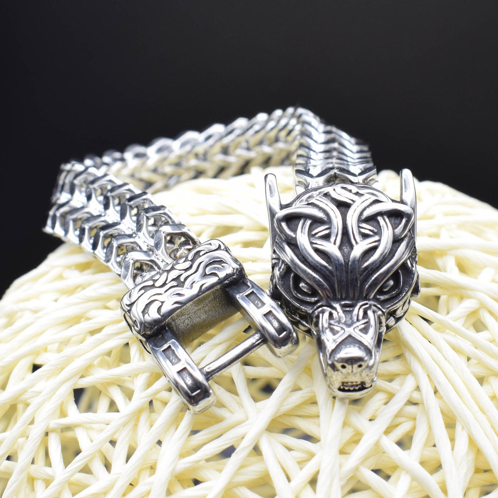 Oathcord Viking Wolf Stainless Steel Bracelet