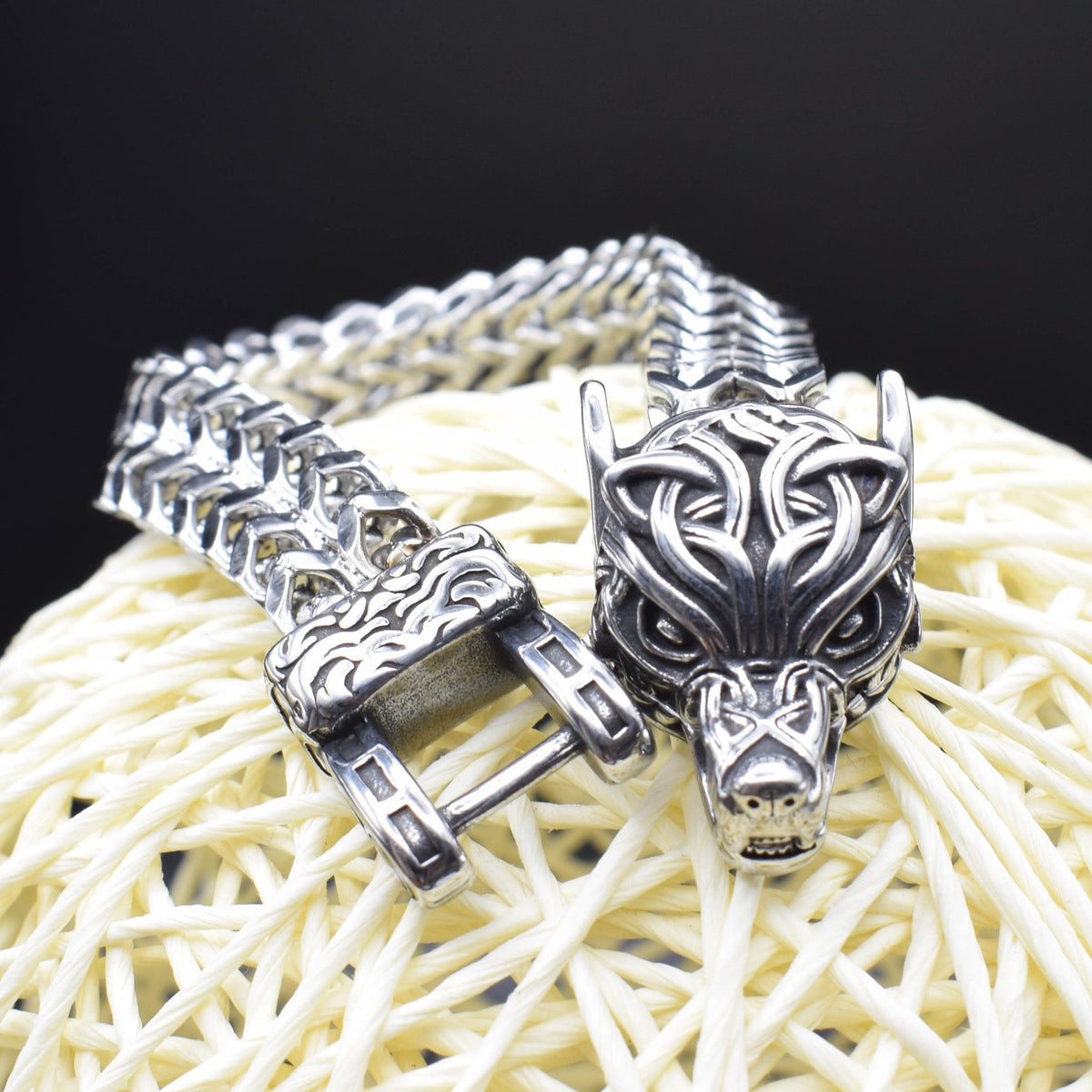 Oathcord Viking Wolf Stainless Steel Bracelet