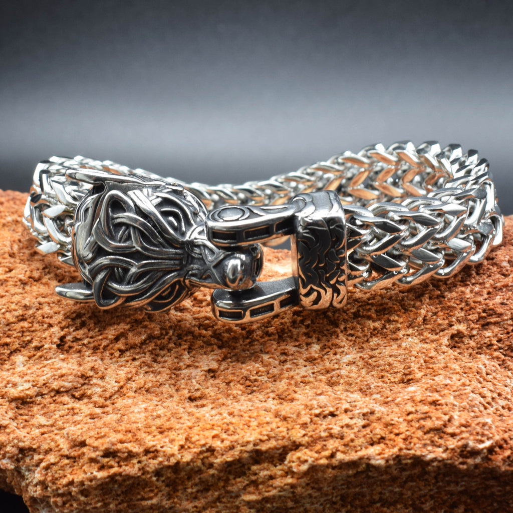 Oathcord Viking Wolf Stainless Steel Bracelet