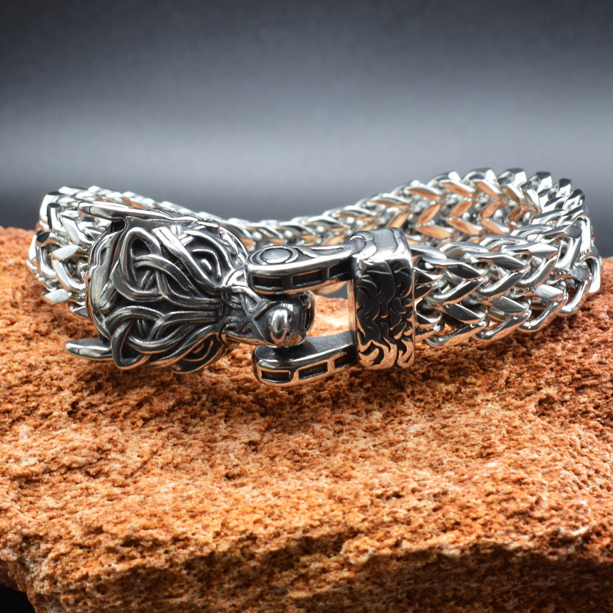 Oathcord Viking Wolf Stainless Steel Bracelet