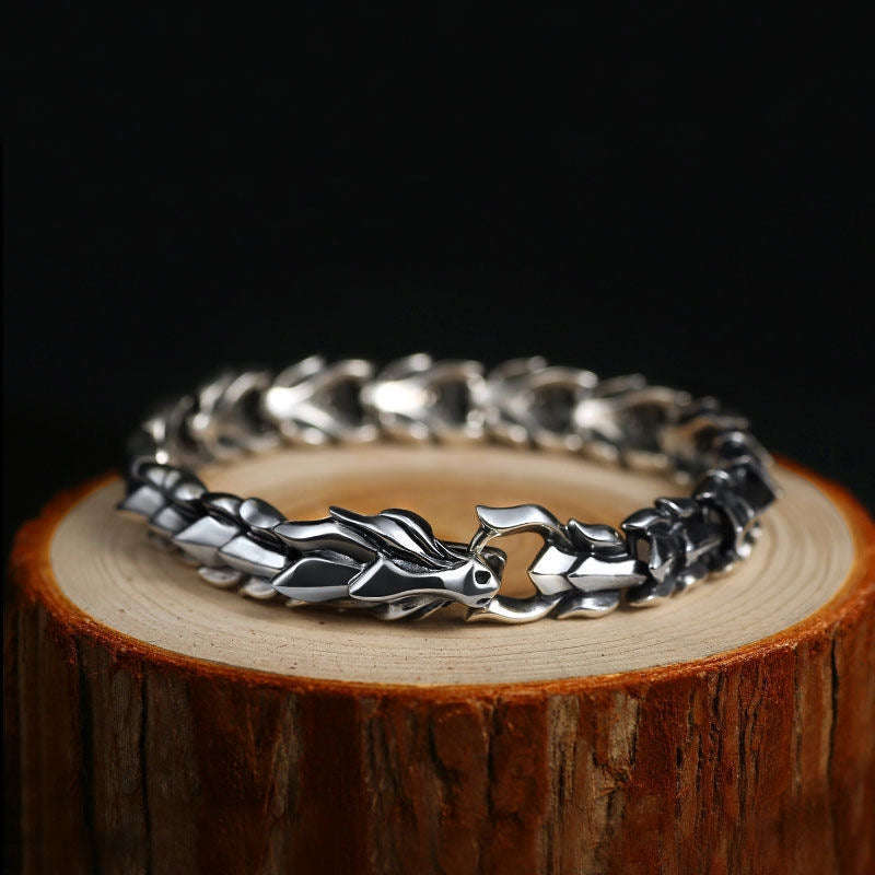 Oathcord Dragon Bone Stainless Steel Link Bracelet