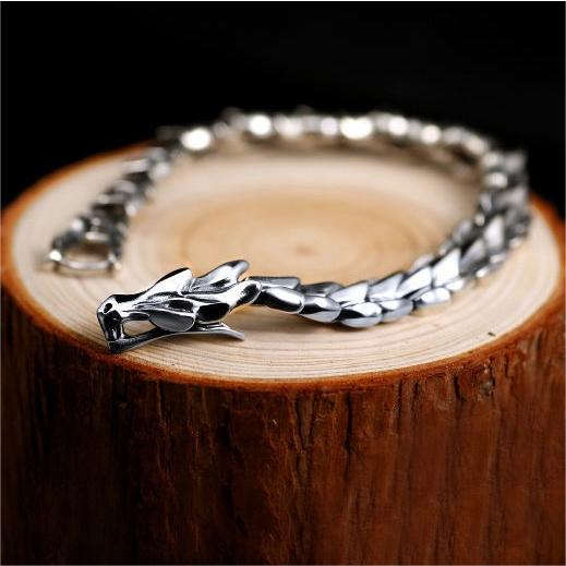 Oathcord Dragon Bone Stainless Steel Link Bracelet