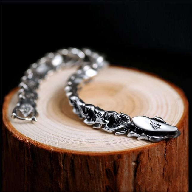 Oathcord Dragon Bone Stainless Steel Link Bracelet