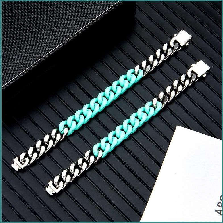 Oathcord Colorful Titanium Cuban Link Bracelet - Pink
