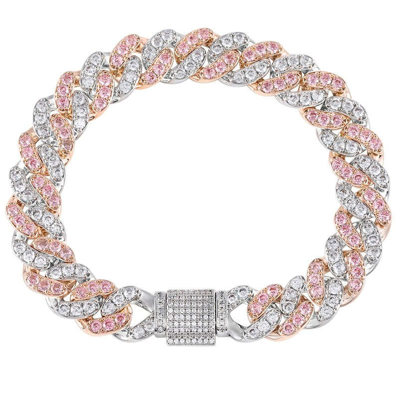 Oathcord Two-Tone Zircon Cuban Link Bracelet - Silver