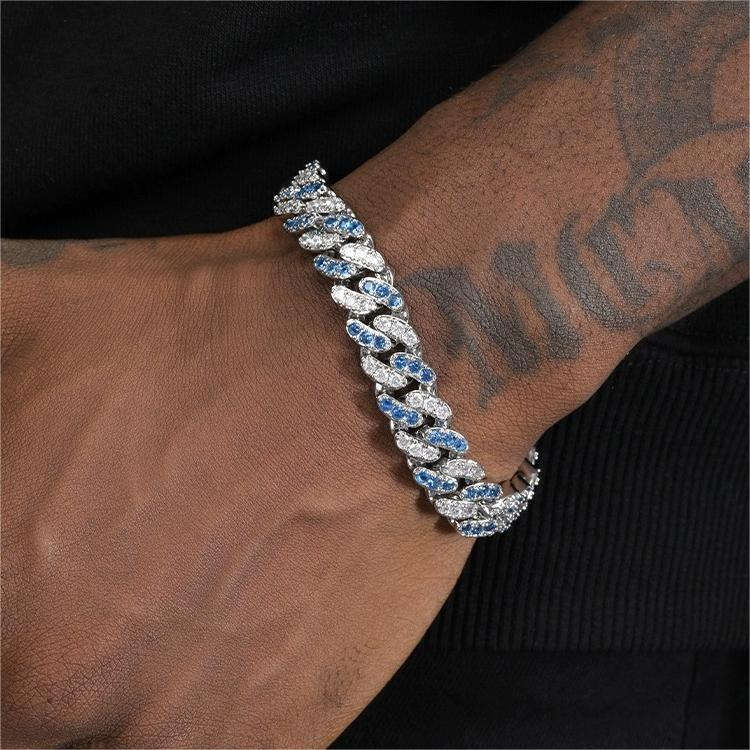 Oathcord Two-Tone Zircon Cuban Link Bracelet - Silver