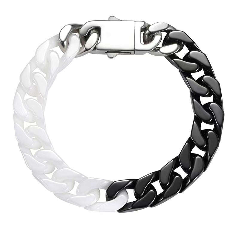 Oathcord Ceramic Cuban Link Bracelet – Multi-Color - Panda A-Silver