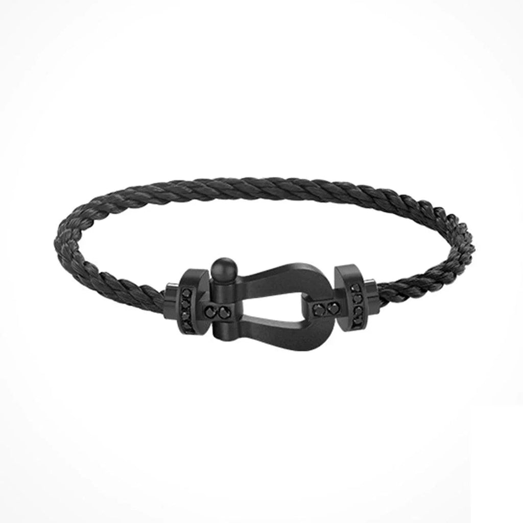 Oathcord U-Shaped Clasp Stainless Steel Bracelet - Black