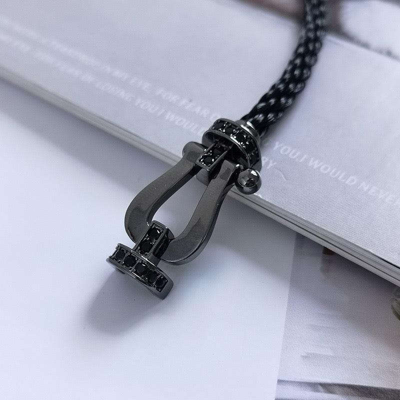 Oathcord U-Shaped Clasp Stainless Steel Bracelet - Black