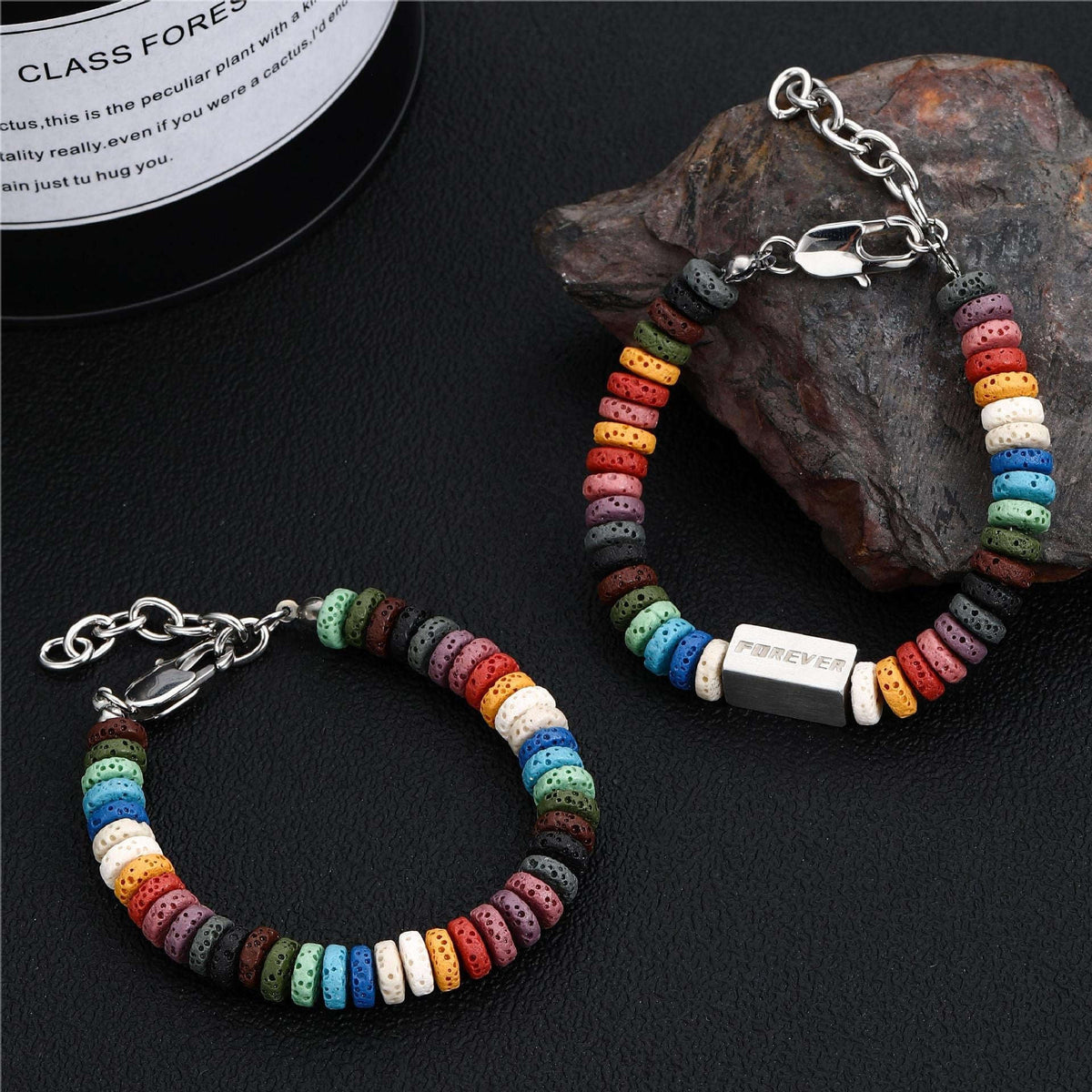 Oathcord Natural Lava Stone Bead Bracelet