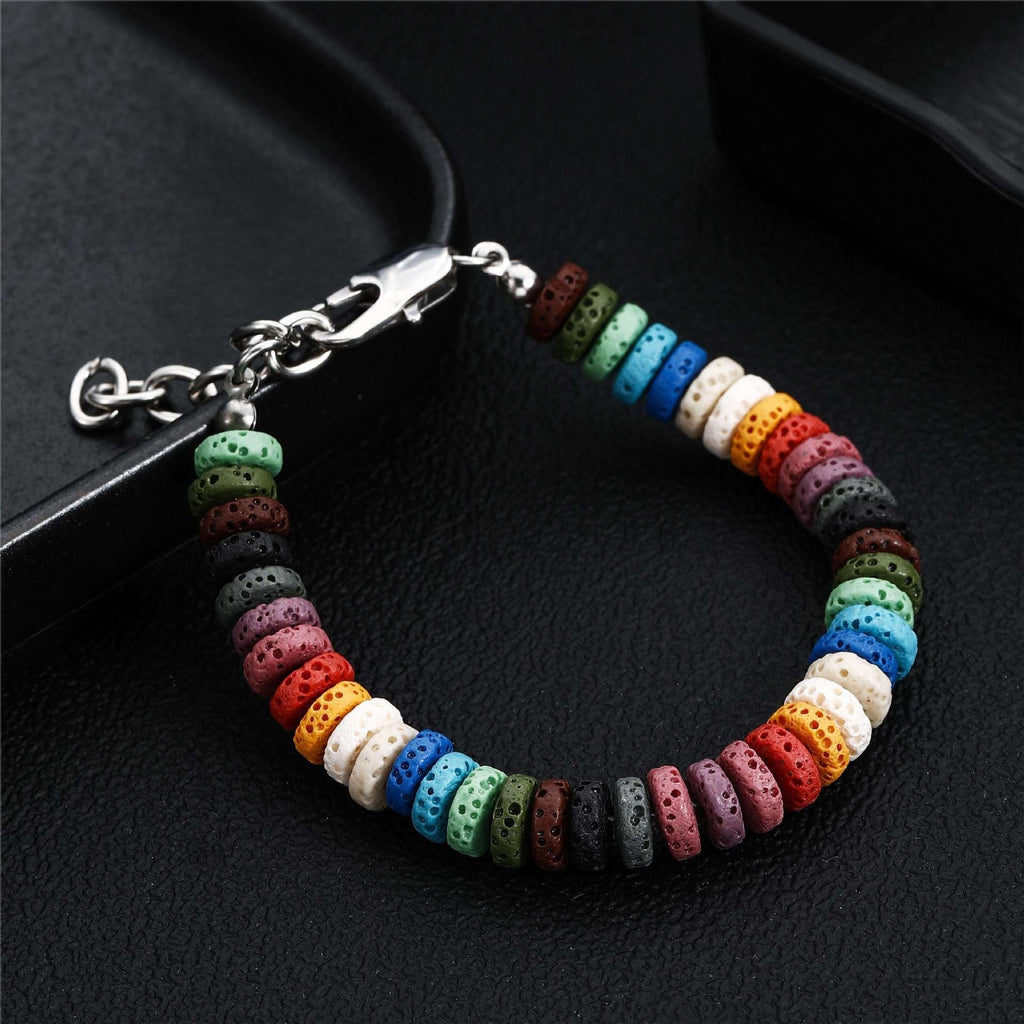 Oathcord Natural Lava Stone Bead Bracelet